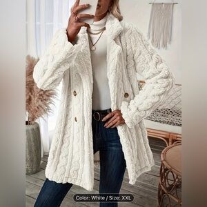 Luxurious Long Length Double-Breasted Teddy Lapel Coat